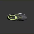 Gray Casual Sneakers With Neon Green Lining Yellow Stripes And White Sole Design