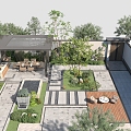 Courtyard Landscape Residential Landscape Home Courtyard Landscape Private Courtyard Landscape Plant Pile Landscape Green Plant Garden Landscape Flower Combination Garden Tree 3d model