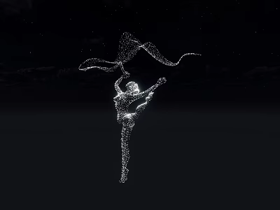 Elegant Decorative Light With Dynamic Dancer Silhouette And Light Dot Design On Black Background 3d model