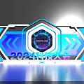 2024 Tech Conference Digital Lead Photo Spot With Futuristic Blue Lighting And Geometric Design