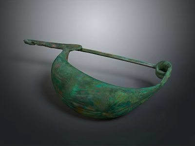 Vintage Bronze Scoop With Green Patina Surface And Traditional Design 3d model