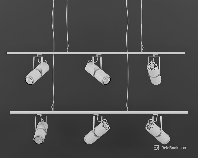 Modern White Track Mounted Downlights And Spotlights For Home Ceiling Lighting 3d model 