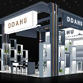 DDAHU Modern Exhibition Hall With Shelves Table Chairs And Well Lit Design