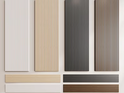 Stylish Modern Wall Panels With Vertical Stripes In White Beige Black And Brown 3d model