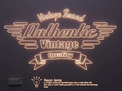 Vintage Neon Lamp Lighting Combination With Authentic Quality And Retro Design 3d model