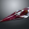 Cosmic Aerospace Sleek Red Silver Spaceship With Futuristic Streamlined Cockpit Design