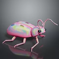 Colorful Polygonal Insect With Shiny Pink Body Big Eyes And Antennae