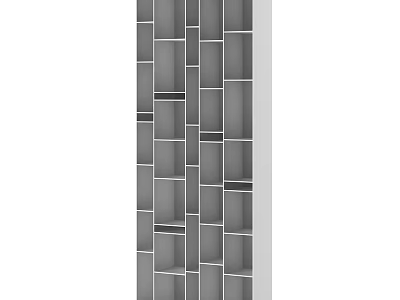 Modern Grey Bookcase With Multiple Open Cube Shelves And Storage Compartments 3d model