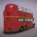 Red Vintage Double Decker Bus With Open Top Arched Roof Rusty Body And London Sign
