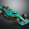 Aston Martin Turquoise Formula 1 Racing Car With Sleek Design And Yellow Wheels