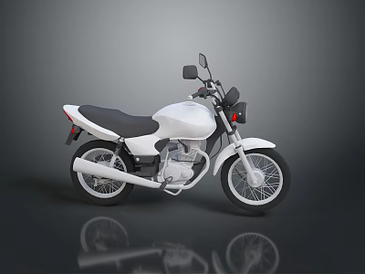 White Motorcycle With Black Seat Sleek Design Featuring Rearview Mirrors And Wheels 3d model