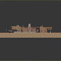 Detailed Architectural Model of House with Wooden Frame Structure on Base
