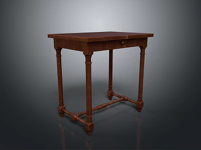 Traditional Wooden Functional Desk Featuring Carved Legs And Square Surface 3d model