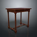 Traditional Wooden Functional Desk Featuring Carved Legs And Square Surface
