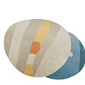 Modern Shaped Rug With Blue Beige Grey Yellow Orange Geometric Patterns 3d model