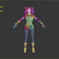 Harley Quinn Costume With Pink Blue Pigtails Daddys Lil Monster Top Blue Shorts And Tattoos