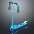 Kids Blue Scooter with Green Tassels on Handlebar Fun Children Outdoor Play Design