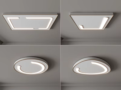 Modern LED Ceiling Lights With Rectangular And Circular Design For Home Interior 3d model