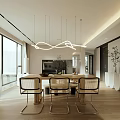 Modern Living And Dining Room Interior Design With Neutral Sofa Dining Table Pendant Lights And Large Windows
