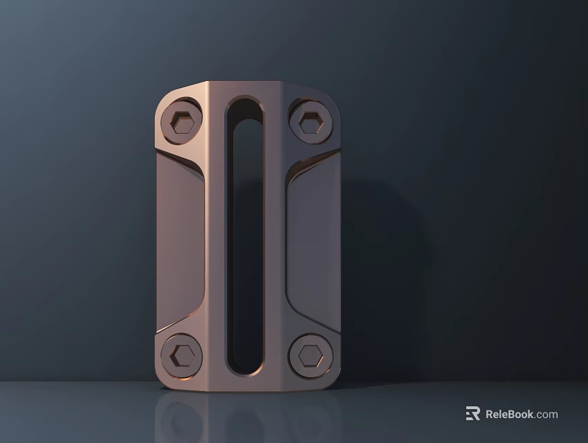 Modern Metal Door Handle with Screw Fasteners Shiny Finish on Dark Background 3d model 