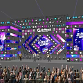 Vibrant Concert Stage With Colorful Lights LED Screens And Cheering Audience