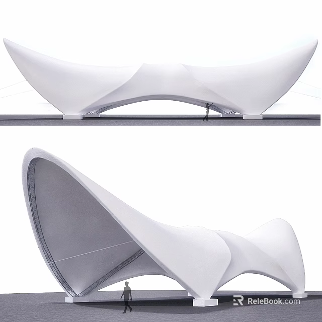 Modern White Swing Door With Sleek Curved Structure For Home Interior Design 3d model 