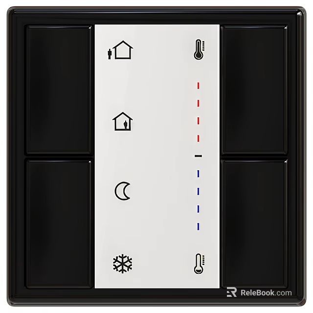 Modern Smart Switch Panel With Home Moon Snowflake Icons And Thermostat Control 3d model 