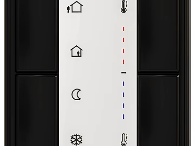 Modern Smart Switch Panel With Home Moon Snowflake Icons And Thermostat Control 3d model