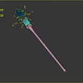 Ornament Decoration Set With Blue Gemstones Shattered Effect Wooden Staff Golden Decorations And Blue Accents