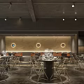 Modern Restaurant Interior Design With Dining Tables Chairs Stylish Lighting And Wall Decor