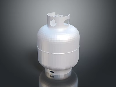 White Metal Gas Cylinder With Smooth Surface And Top Opening Design 3d model