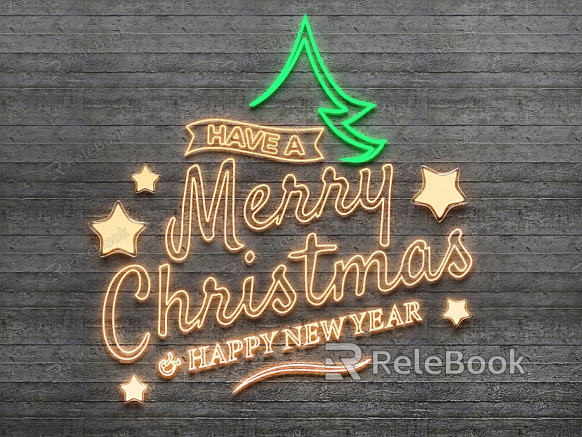 Neon net red light creative neon English typesetting English word combination luminous characters Christmas neon lights model