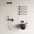 Modern Black Shower Head Design With Handheld Spray And Bathroom Towel Rails