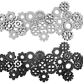 Black And White Gear Wheels Collection With Various Sizes And Intricate Designs