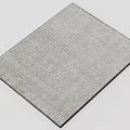 Modern Gray Square Rug With Woven Textured Grid Pattern For Home Decor 3d model