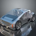 Futuristic 3D Concept Car With Transparent Roof And Silver Sleek Body Design