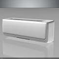 White Modern Air Conditioner Featuring Sleek Design And Blue Accent Line For Home Use