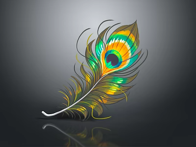 Colorful Peacock Feather Decorative Ornament Set With Vibrant Design For Home Decor 3d model