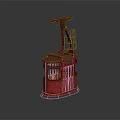 Red Vintage Cable Car Model With Metal Support Structure And Glass Windows