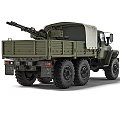 Green Military Truck With Canvas Covered Cargo Bed And Six Wheel Drive