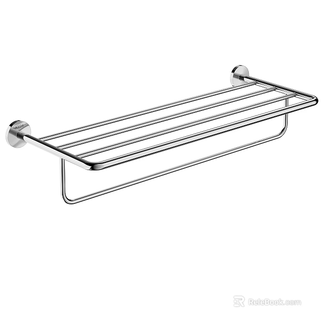 Chrome Finish Wall Mounted Bathroom Shelf With Towel Bar And Storage Organizer 3d model 