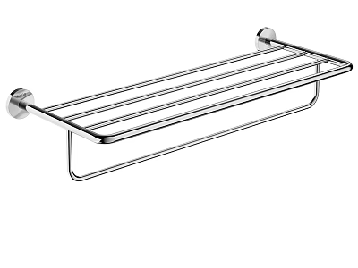 Chrome Finish Wall Mounted Bathroom Shelf With Towel Bar And Storage Organizer 3d model