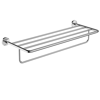 Chrome Finish Wall Mounted Bathroom Shelf With Towel Bar And Storage Organizer 3d model