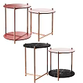 Modern Round Coffee Tables With Copper Metal Frames And Marble Glass Tabletops 3d model
