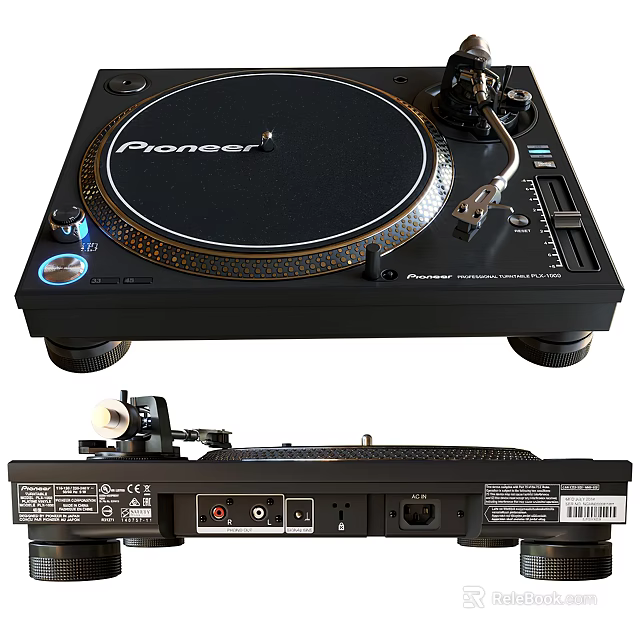 Pioneer Professional Black Turntable Audio Equipment With Control Panel And Tonearm 3d model 