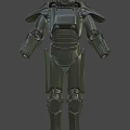 Futuristic Metallic Mechanical Armor Suit With Helmet Hoses Lights And Bolts