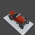 Vintage Red Car Model Displayed On White Platform With Gray Background 3d model