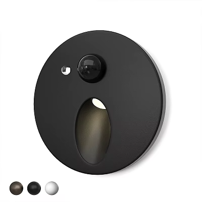 Modern Black Circular Wall Light with Round Shape Black Ball and Oval Light Opening Design 3d model