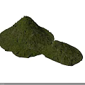 Mossy Green Terrain Scene Component With Natural Textured Surface And Irregular Shape