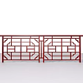 Classic Red Traditional Railing With Intricate Geometric Patterns And Symmetrical Structure 3d model